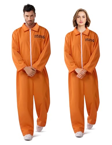 Spooktacular Creations Orange Overall, Herren-Gefangenenkostüm für Halloween-Kostüm für Erwachsene von Spooktacular Creations