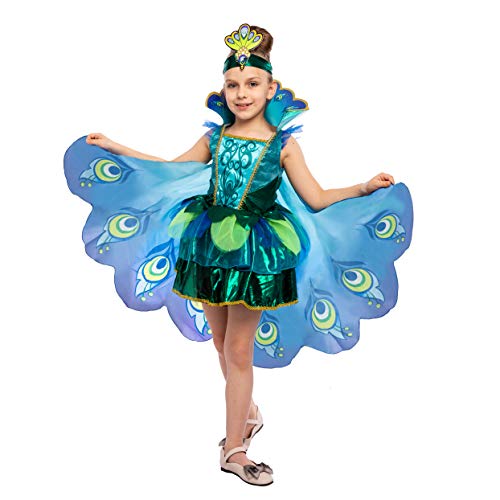 Spooktacular Creations Peacock Dress with Feather Wings and Headband for Girls Halloween Costume and Animal Costumes for Kids (Medium (8-10 yrs)) von Spooktacular Creations