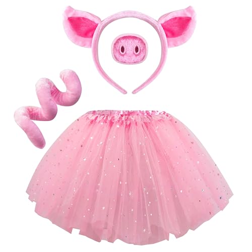 Spooktacular Creations Pink Pig Kostüm Set mit Schweineohren, Nasenschwanz, Fliege, Tutu-Rock, Halloween-Tier-Kostümzubehör für Kinder Spooktacular Creations Pink Pig Kostüm Set mit Schweineohren, Nasenschwanz, Fliege, Tutu-Rock, Halloween-Tier-Kostümzubehör für Kinder von Spooktacular Creations