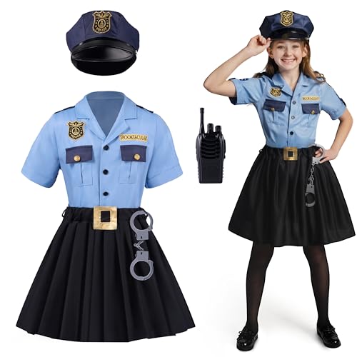 Spooktacular Creations Police Officer Kostüm für Mädchen, Cop Kostüm für Kinder Rollenspiel und Halloween Dress Up-3T von Spooktacular Creations