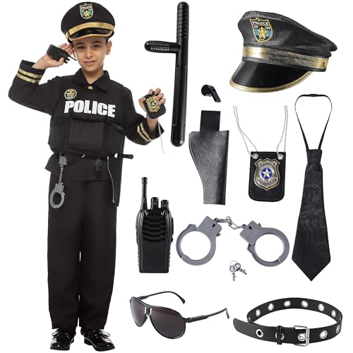 Spooktacular Creations Polizei Kostüm für Kinder, für Jungen, dunkel für Halloween, Größe(Medium 8-10 yrs) von Spooktacular Creations