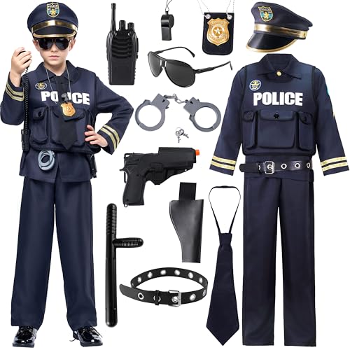 Spooktacular Creations Polizei Kostüm für Kinder, für Jungen, dunkel für Halloween, Größe(Medium 8-10 yrs) von Spooktacular Creations