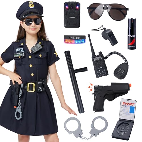 Spooktacular Creations Polizei Kostüm Kinder Polizistin Kostüm Mädchen Cop Kostüm Outfit Set für Halloween Dress Up Party, Rollenspiel, Karneval Cosplay, Mottoparty (Todler 3-4 Jahre) von Spooktacular Creations