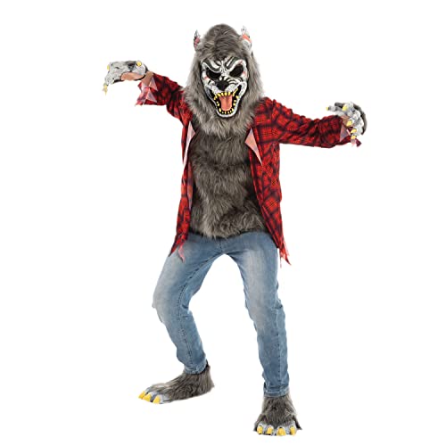 Spooktacular Creations Rotes Werewolf Kostüm für Kinder mit Maske, Handschuhen und Schuhen für Rollenspiele für Halloween Kostüm Dress Up Partys von Spooktacular Creations
