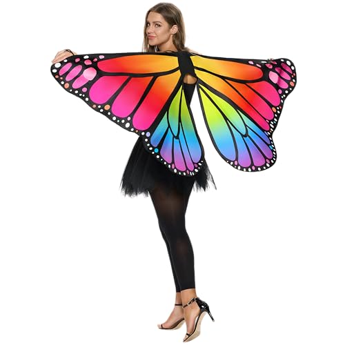 Spooktacular Creations Regenbogen-Monarchfalterflügel-Set für Damen, Feenflügel-Kostüm für Erwachsene für Halloween, Flügelkostüm für Damen, Cosplay Spooktacular Creations Regenbogen-Monarchfalterflügel-Set für Damen, Feenflügel-Kostüm für Erwachsene für Halloween, Flügelkostüm für Damen, Cosplay von Spooktacular Creations
