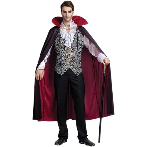 Spooktacular Creations Renaissance Mittelalterliche Vampir Deluxe Halloween Kostüm für Herren Rollenspiel Sins Cosplay (Silber, M) Spooktacular Creations Renaissance Mittelalterliche Vampir Deluxe Halloween Kostüm für Herren Rollenspiel Sins Cosplay (Silber, M) von Spooktacular Creations