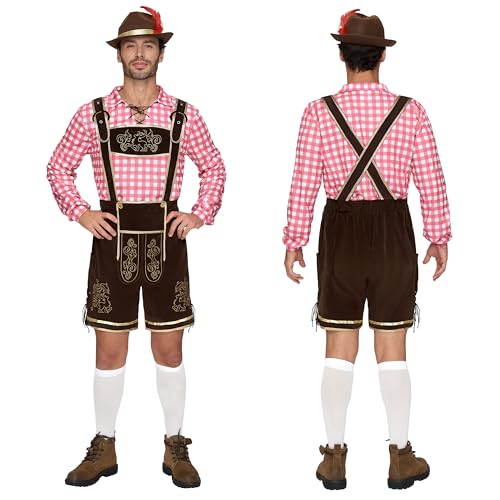 Spooktacular Creations Rot Kariertes deutsches Bayerisches Oktoberfest-Kostümset für Herren für Halloween-Partys und Bierfeste S Spooktacular Creations Rot Kariertes deutsches Bayerisches Oktoberfest-Kostümset für Herren für Halloween-Partys und Bierfeste S von Spooktacular Creations