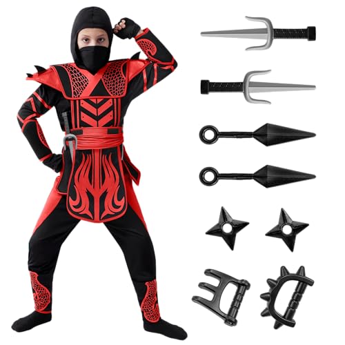 Spooktacular Creations Rot Schwarz Halloween Krieger Ninja Kostüm für Jungen und Mädchen, Halloween Verkleidungsparty, Ninja Rollenspiel, Themenpartys für Weihnachten, Karneval Spooktacular Creations Rot Schwarz Halloween Krieger Ninja Kostüm für Jungen und Mädchen, Halloween Verkleidungsparty, Ninja Rollenspiel, Themenpartys für Weihnachten, Karneval von Spooktacular Creations