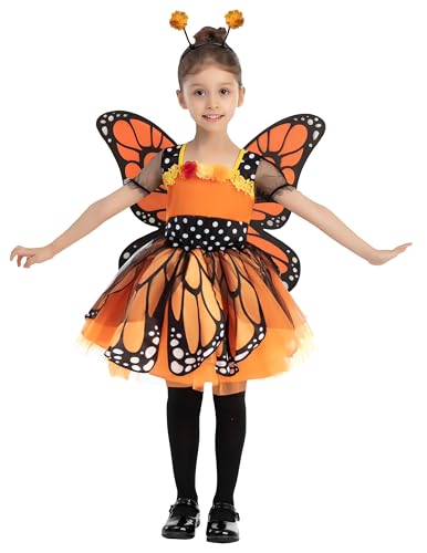 Spooktacular Creations Schmetterling Kostüm Kinder, elfen kostüm für mädchen, Halloween-Dress Up, Halloween Süßes oder Saures, Rollenspiel, Karnevals-Cosplay, feen kostüm mädchen, Small (5-7 Jahre) von Spooktacular Creations