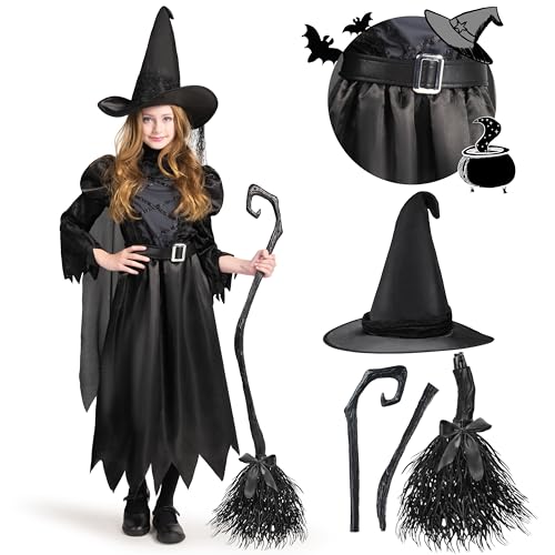 Spooktacular Creations Schwarze Hexe Kostüm für Mädchen Halloween Kostüm Party, Magic Deluxe Fancy Dress Outfit für Kinder Rollenspiel Party, Halloween, Karneval Spooktacular Creations Schwarze Hexe Kostüm für Mädchen Halloween Kostüm Party, Magic Deluxe Fancy Dress Outfit für Kinder Rollenspiel Party, Halloween, Karneval von Spooktacular Creations