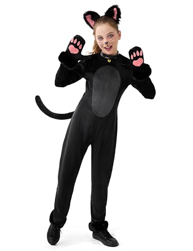 Spooktacular Creations Schwarze Katze-Kostüm für Mädchen: Plüsch-Kostüm, perfekt für Halloween, Cosplay, Party, Rollenspiel (Größe: klein, 5–7 Jahre). von Spooktacular Creations