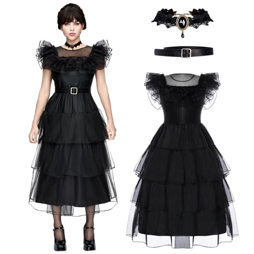 Spooktacular Creations Schwarzes Damen-Ballkleid-Kostüm im Vintage-Stil mit Kleid, Gürtel und Halskette für Halloween-Kostüme Frau 2024, Kostümpartys-L Spooktacular Creations Schwarzes Damen-Ballkleid-Kostüm im Vintage-Stil mit Kleid, Gürtel und Halskette für Halloween-Kostüme Frau 2024, Kostümpartys-L von Spooktacular Creations