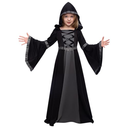 Spooktacular Creations Schwarzes Kostüm mit Kapuze-Roben für Mädchen, märchenhafte Hexenkostüm Halloween Rollenspielparty -m (8-10 Jahre) von Spooktacular Creations