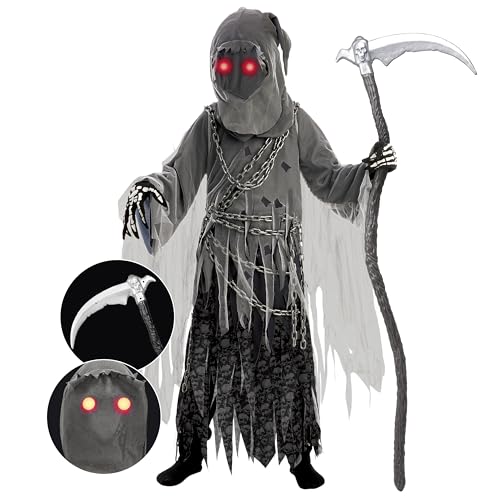 Spooktacular Creations Soul Taker Kind Sensenmann Kostüm mit leuchtenden Augen für Halloween Trick-or-Treating XL (12-14 Jahre) Spooktacular Creations Soul Taker Kind Sensenmann Kostüm mit leuchtenden Augen für Halloween Trick-or-Treating XL (12-14 Jahre) von Spooktacular Creations