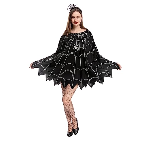 Spooktacular Creations Spinnennetz Kleid Poncho Kostüme mit Spinne Stirnband für Halloween Dress Up Party Cosplay (black, Standard) von Spooktacular Creations