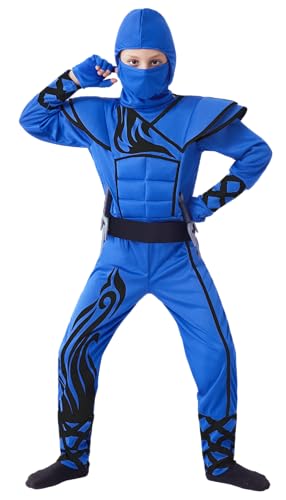 Spooktacular Creations Striking Blue Ninja Costume for Child Stealth Costume Halloween Kids Kung Fu Outfit (Medium (8-10 yrs)) von Spooktacular Creations