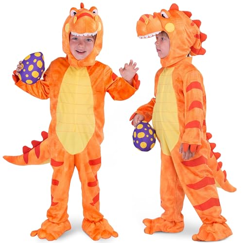 Spooktacular Creations Halloween Kind Orange Dinosaurier T-Rex Realistische Kostüm, Deluxe Dinosaurier Dress Up für Kinder Kleinkind Halloween Süßes oder Saures, Karneval von Spooktacular Creations