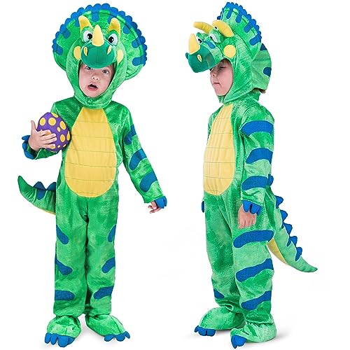 Spooktacular Creations Triceratops Kostüm Kinder, Dinosaurier Kostüme für Jungen Weihnachten Halloween Cosplay (Medium, Green) von Spooktacular Creations