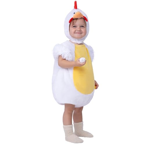 Spooktacular Creations Unisex-Baby-Hahn-Kostüm, Baby-Hühnerkostüm mit 3D-Gesichtskapuze, Baby-Tierkostüm für Kinder, Kleinkind zum Tierthema, Halloween-Verkleidungsparty (06–12 Monate) von Spooktacular Creations