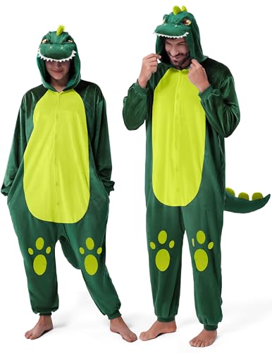 Spooktacular Creations Unisex Erwachsene Pyjama, Plüsch Jumpsuit Einteiler Dinosaurier Tier Kostüm, Cosplay Halloween Karneval (X-Large) von Spooktacular Creations