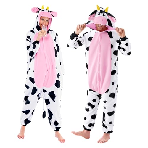 Spooktacular Creations Unisex Erwachsener Pyjama Plüsch-Overall One-Stück Kuh Tierkostüm (xx-large) von Spooktacular Creations