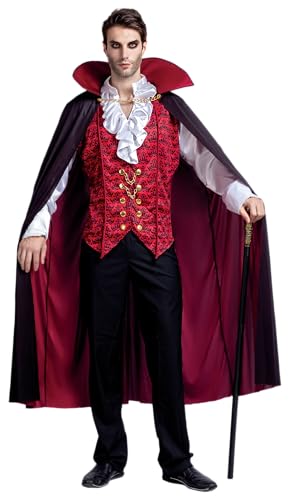 Spooktacular Creations - Vampir Kostüm Erwachsene, halloween kostüm vampir, Renaissance Mittelalterliche Vampir Deluxe Halloween Kostüm für Herren Rollenspiel Sins Cosplay (Large, Red) von Spooktacular Creations