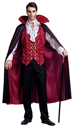 Spooktacular Creations - Vampir Kostüm Erwachsene, halloween kostüm vampir, Renaissance Mittelalterliche Vampir Deluxe Halloween Kostüm für Herren Rollenspiel Sins Cosplay (Large, Red) von Spooktacular Creations