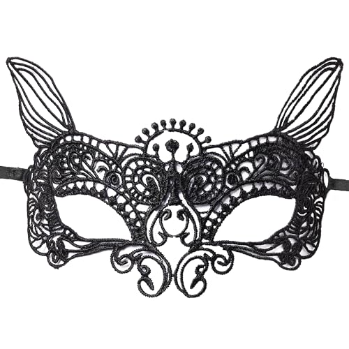 Spooktacular Creations Venezianische Masken für Frauen, Sexy Katzenmaske, Augenmaske aus Spitze, Spitzemaske für Ballparty Venezianisch Maskerade Kostüm, Karneval von Spooktacular Creations