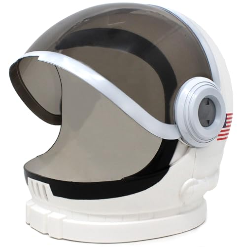 Spooktacular Creations Weißer Astronautenhelm mit beweglichem Visier, Rollenspielzeug für Geburtstagsfeier, Schulklassenzimmer Verkleidung, Rollenspielzubehör, Zubehör für Weltraumkostüme für Kinder von Spooktacular Creations