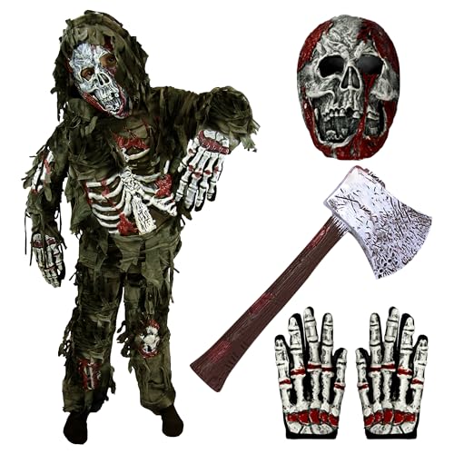 Spooktacular Creations Zombie-Kostüm für Kinder, Gruseliges Halloween-Jungen-Zombie-Kostüm, Monster-Kostüm für Halloween-Grün-L von Spooktacular Creations