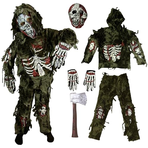 Spooktacular Creations Zombie-Kostüm für Kinder, Gruseliges Halloween-Jungen-Zombie-Kostüm, Monster-Kostüm für Halloween-Grün von Spooktacular Creations