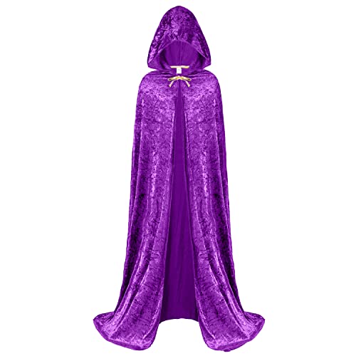 Spooktacular Umhang mit Kapuze Samt Mantel Halloween Damen Vampir Hexe Cape Kostüm (Lila) von Spooktacular Creations