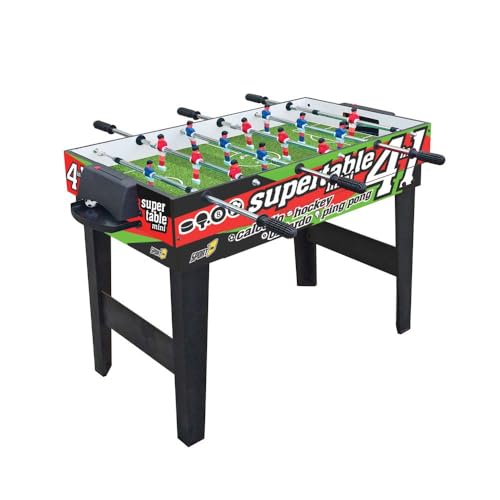 Sport One Unisex Jugend 4-in-1-Tisch Mini 3vs3 (Fußball, Tischtennis, Karambola, Hockey), Holz, Einheitsgröße von Sport One