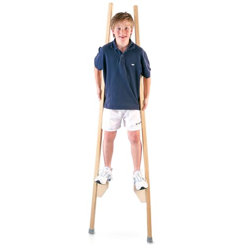 Sport-Thieme Stelzen | Kinderstelzen aus Massivholz | Höhenverstellbar bis 51 cm | Mit Gummikappen | Belastbar bis 90 kg | Ab 4 Jahren | Markenqualität von Sport-Thieme