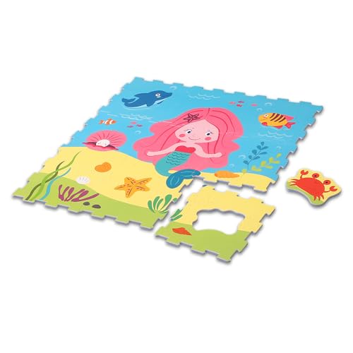 Sport1 One The Sport Maker 705000076 Sirena Sport1 Kinderteppich Madmat Meerjungfrau Puzzle, Muster Meeresboden, Set 9 pz 30x30x1cm von Sport1 One The Sport Maker