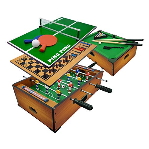 Sport1 Multigioco 6 in 1 Tischfußball - Tischfußball 6 gegen 6 Ausgänge/Tischtennis/Billardtisch/Schach/Dame & Backgammon 51 x 31 x 16 cm von Sport1