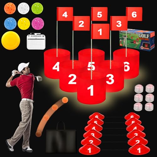 Golf Bucket Game Set with LED Lights for Family, Adults and Kids, Portable 6 Hole Golf Chipping Game for Outdoor Indoor Backyard Beach, Suitable for Golf Lovers and Beginners Golf Bucket Game Set with LED Lights for Family, Adults and Kids, Portable 6 Hole Golf Chipping Game for Outdoor Indoor Backyard Beach, Suitable for Golf Lovers and Beginners von SportBob