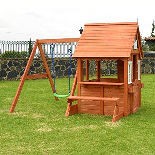Sportspower Swing n' Play Holz-Spielhaus für den Außenbereich, mit Schaukel, Picknickbank und Blumenkästen, Braun Sportspower Swing n' Play Holz-Spielhaus für den Außenbereich, mit Schaukel, Picknickbank und Blumenkästen, Braun von Sportspower