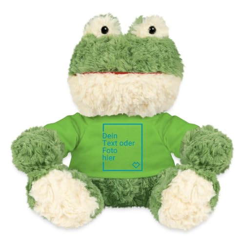 Spreadshirt Frosch Kuscheltier Selbst Gestalten Mit Foto Oder Text | Plüschtier Personalisiert Kuscheltier Plüsch Frosch Torge, One Size, Hellgrün von Spreadshirt
