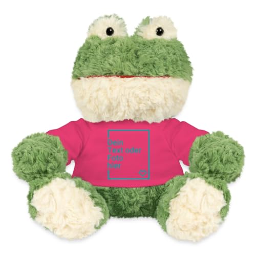 Spreadshirt Frosch Kuscheltier Selbst Gestalten Mit Foto Oder Text | Plüschtier Personalisiert Kuscheltier Plüsch Frosch Torge, One Size, Pink von Spreadshirt