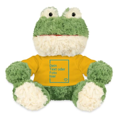 Spreadshirt Frosch Kuscheltier Selbst Gestalten Mit Foto Oder Text | Plüschtier Personalisiert Kuscheltier Plüsch Frosch Torge, One Size, Sonnengelb von Spreadshirt