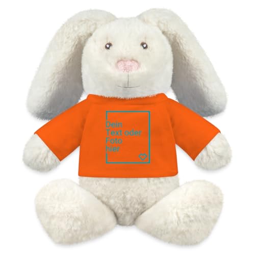 Spreadshirt Kuscheltier Hase Selbst Gestalten Mit Foto Oder Text | Plüschtier Personalisiert Kuscheltier Plüsch Hase, One Size, Goldorange von Spreadshirt