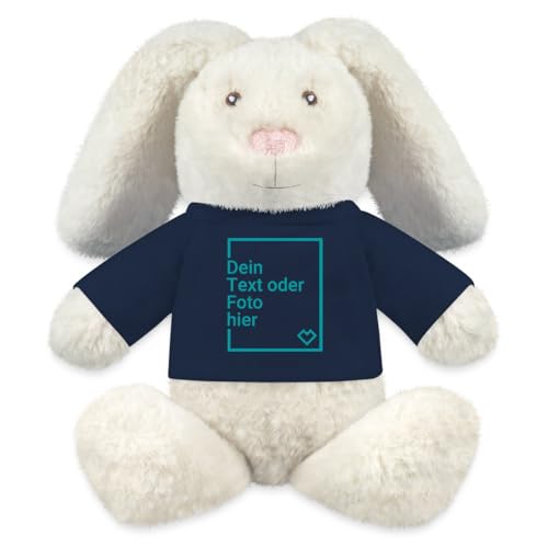 Spreadshirt Kuscheltier Hase Selbst Gestalten Mit Foto Oder Text | Plüschtier Personalisiert Kuscheltier Plüsch Hase, One Size, French Navy von Spreadshirt