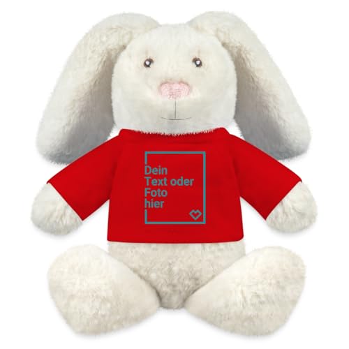 Spreadshirt Kuscheltier Hase Selbst Gestalten Mit Foto Und Text | Plüschtier Personalisiert Kuscheltier Hase, One Size, Rot von Spreadshirt