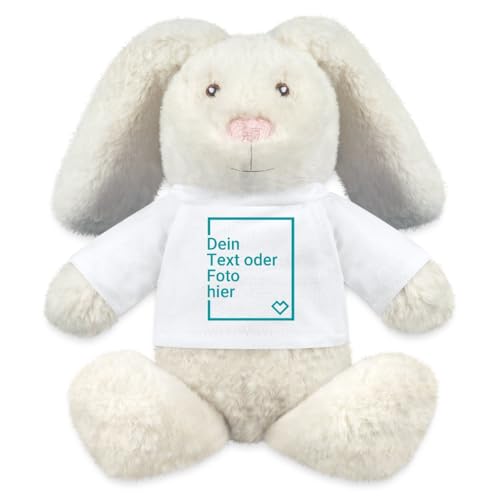 Spreadshirt Kuscheltier Hase Selbst Gestalten Mit Foto Und Text | Plüschtier Personalisiert Kuscheltier Hase, One Size, Weiß von Spreadshirt