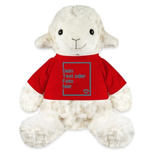 Spreadshirt Kuscheltier Schaf Selbst Gestalten Mit Foto Oder Text | Plüschtier Personalisiert Kuscheltier Plüsch Schaf Annika, One Size, Rot von Spreadshirt