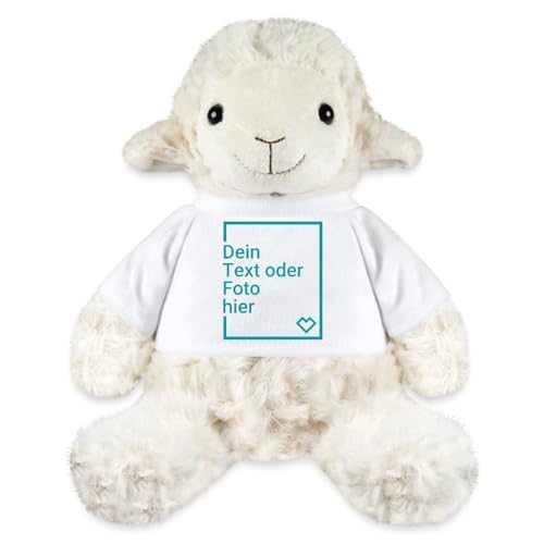 Spreadshirt Kuscheltier Schaf Selbst Gestalten Mit Foto Oder Text | Plüschtier Personalisiert Kuscheltier Plüsch Schaf Annika, One Size, Weiß von Spreadshirt