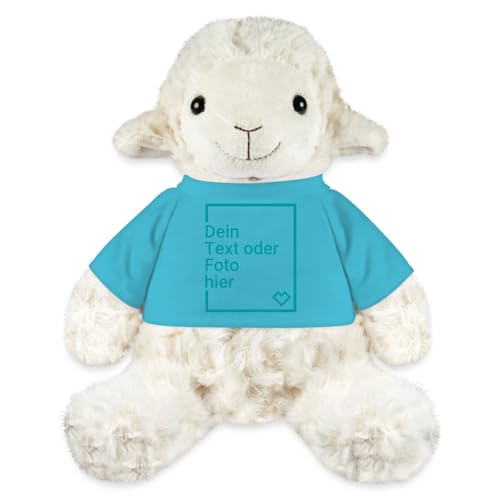 Spreadshirt Kuscheltier Schaf Selbst Gestalten Mit Foto Und Text | Plüschtier Personalisiert Kuscheltier Schaf, One Size, Atollblau von Spreadshirt
