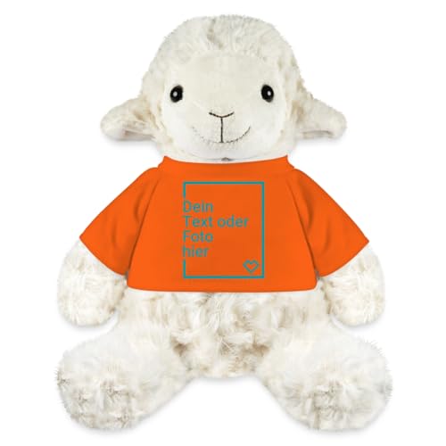 Spreadshirt Kuscheltier Schaf Selbst Gestalten Mit Foto Oder Text | Plüschtier Personalisiert Kuscheltier Plüsch Schaf Annika, One Size, Goldorange von Spreadshirt