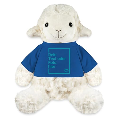 Spreadshirt Kuscheltier Schaf Selbst Gestalten Mit Foto Oder Text | Plüschtier Personalisiert Kuscheltier Plüsch Schaf Annika, One Size, Königsblau von Spreadshirt